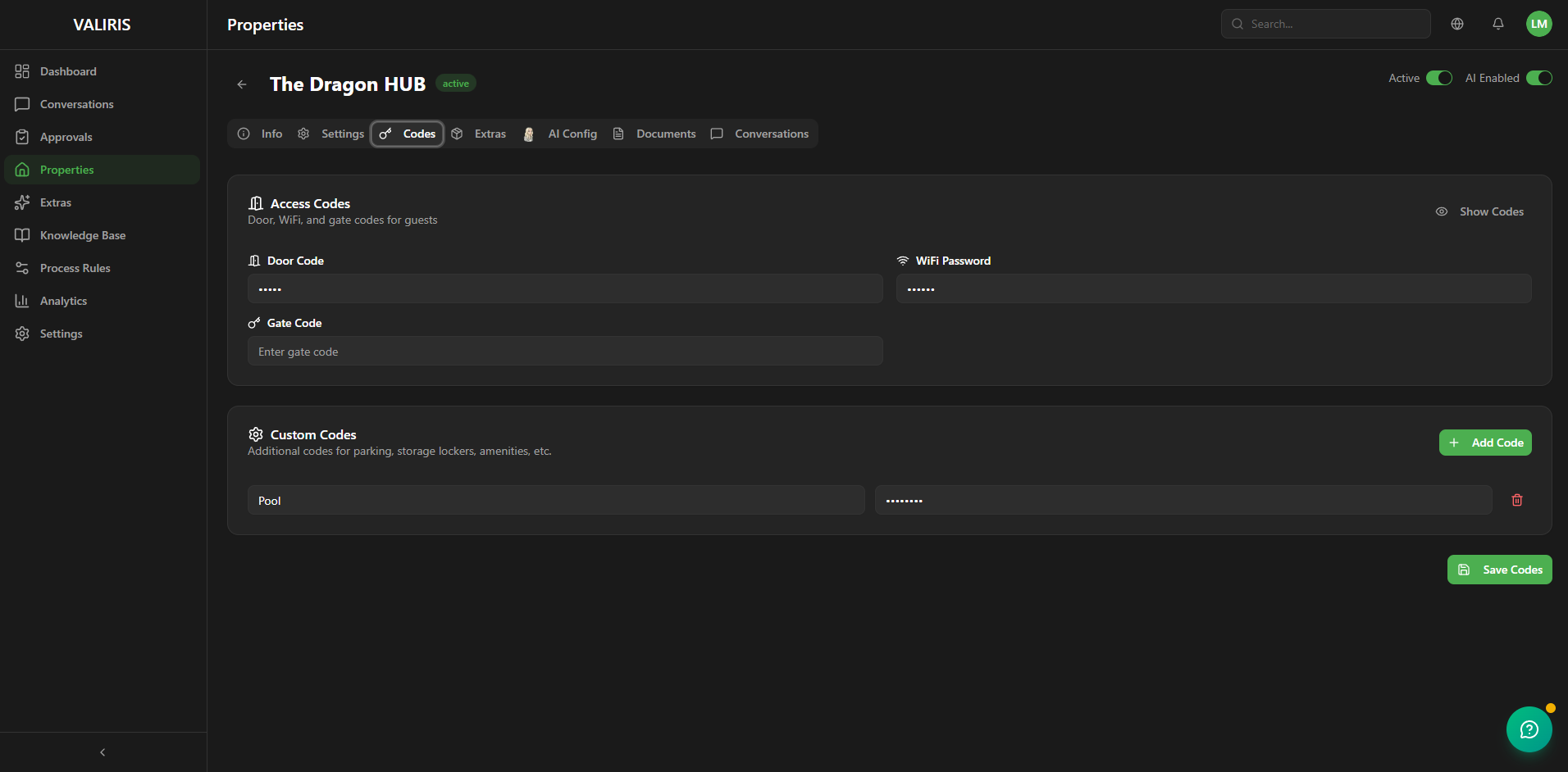 VALIRIS process rules — automated guest message workflows triggered by keywords